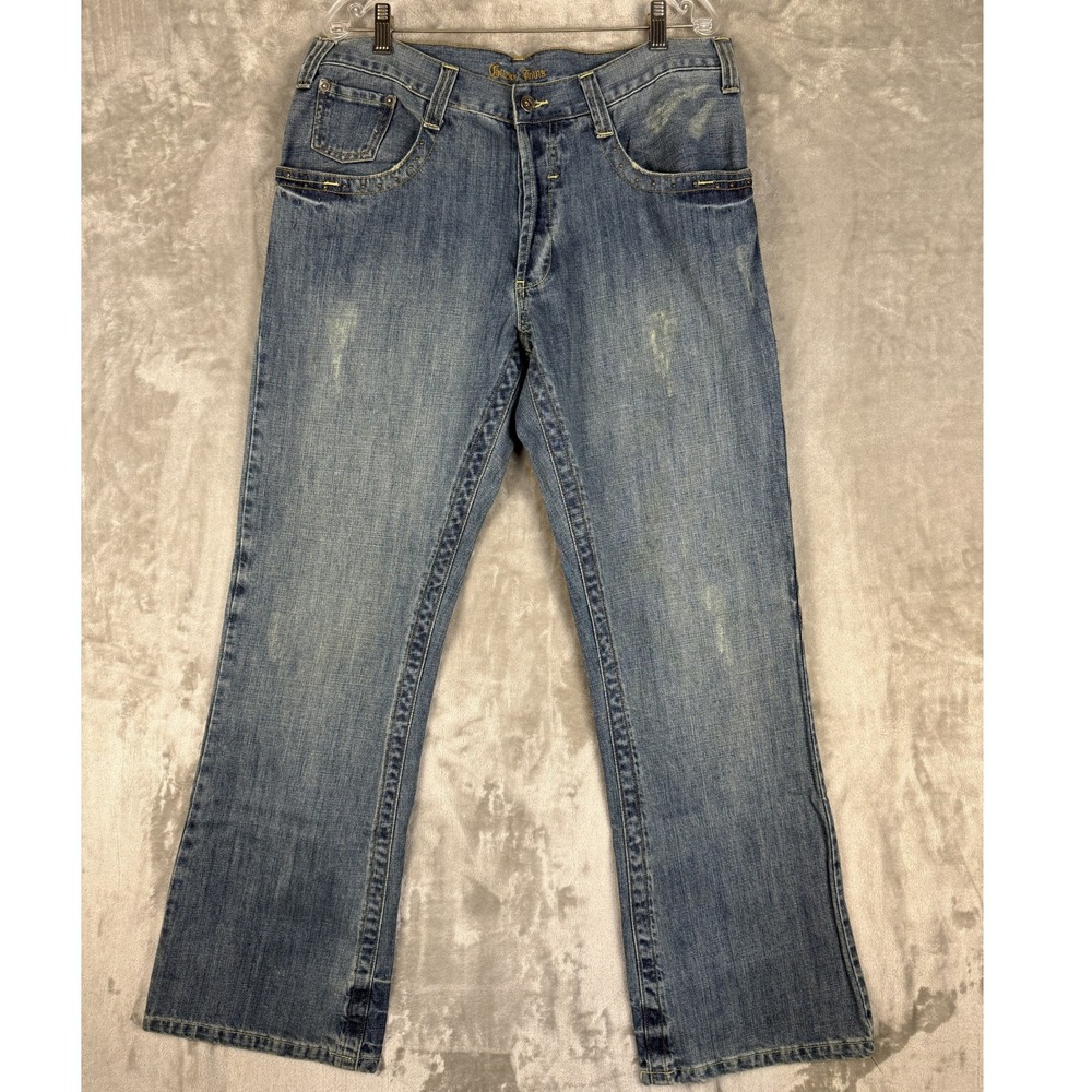 Y2K Men's GUESS Jeans Bootcut Distressed Denim Pants Style X637P103 Size‎ 36